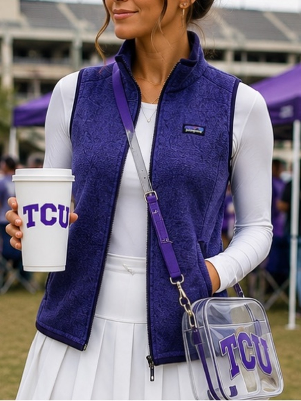 Patagonia Purple Better Sweater Fleece Vest Women’s S TCU Purple Game Day